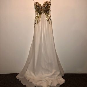 White and gold prom dress